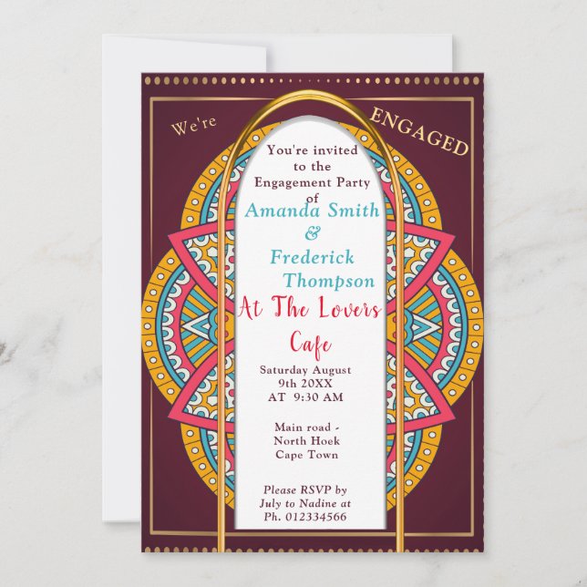 Mandalas on a Maroon background  Invitation (Front)