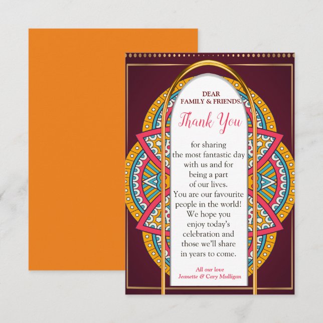 Mandalas on a Maroon background RSVP Card (Front/Back)