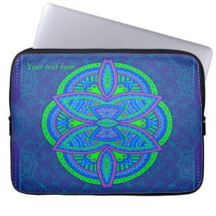 Mandalas on Navy Blue repeat design Laptop Sleeve