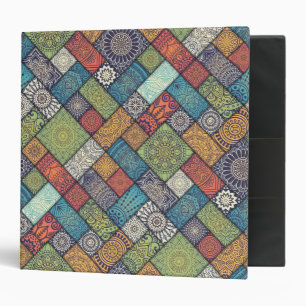 Mandalas squares rectangles muted colours pattern binder
