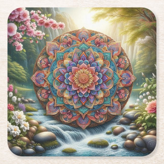 mandalla square paper coaster (Front)