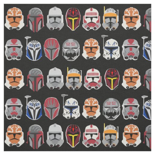 Mandalorian and Clone Trooper Helmet Pattern Fabric | Zazzle