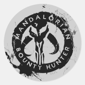 Mandalorian Bounty Hunter Inked Icon Classic Round Sticker