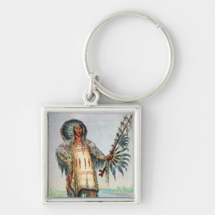 Mandan Indian Ha-Na-Tah-Muah, Wolf chief Keychain