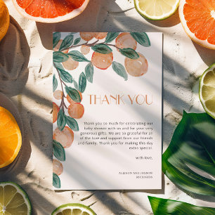 Mandarin Citrus Baby Shower Gratitude Thank You Card