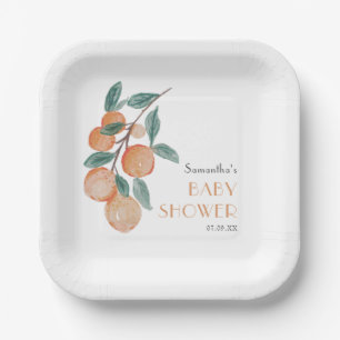 Mandarin Citrus Baby Shower Paper Plate
