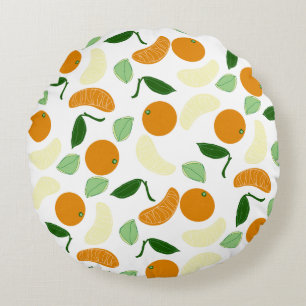 Mandarin Citrus Round Pillow