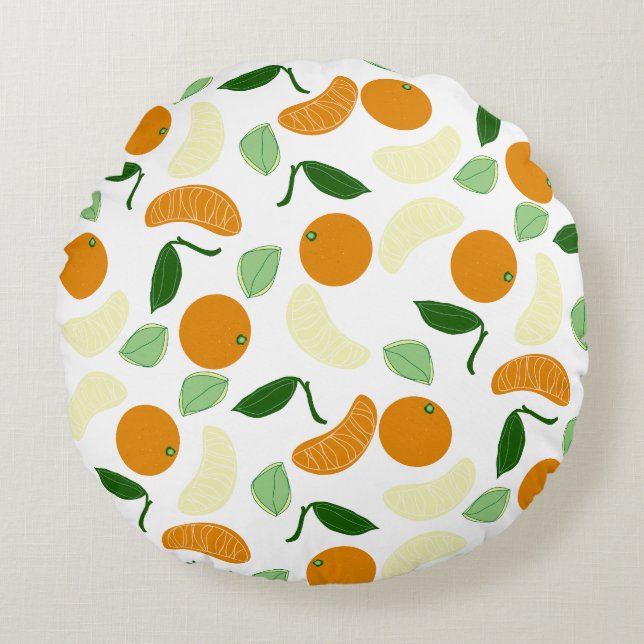Mandarin Citrus Round Pillow (Front)