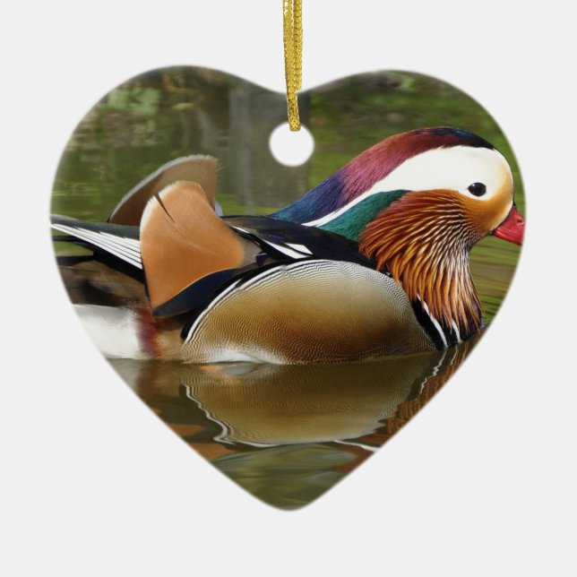 mandarin duck ceramic ornament (Front)