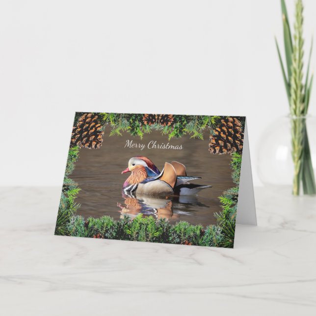 Mandarin Duck Christmas Card (Front)
