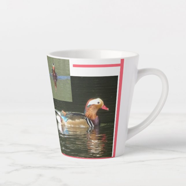 Mandarin Duck Collage Latte Mug (Right)