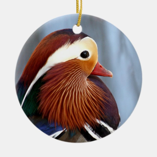 Mandarin Duck Drake Ceramic Ornament (Front)