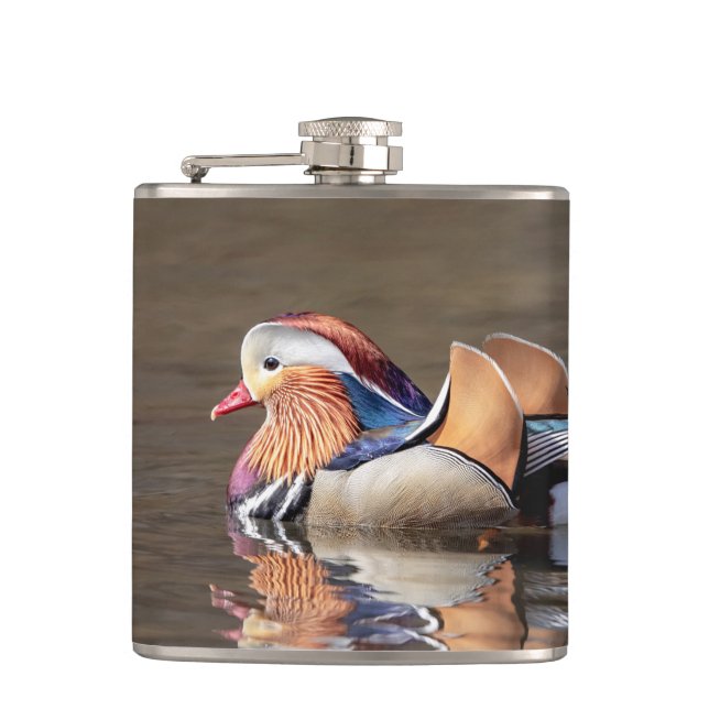 Mandarin Duck Hip Flask (Front)