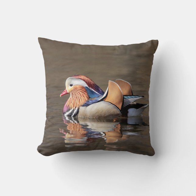 Mandarin Duck Throw Pillow (Front)