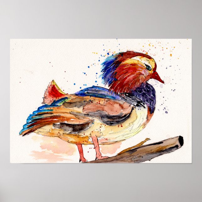 Mandarin Duck Watercolor Poster (Front)