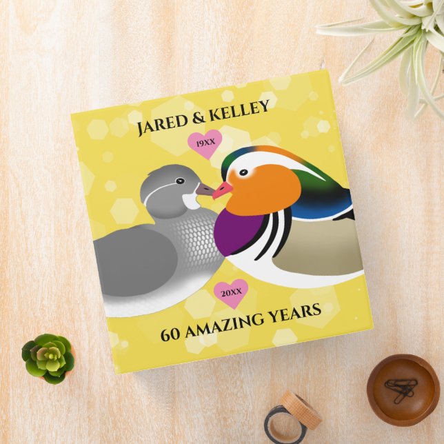 Mandarin Ducks Lovebirds Any Anniversary Year Binder (In Situ)