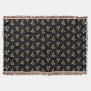 Mandarin Frenzy Throw Blanket (Black)
