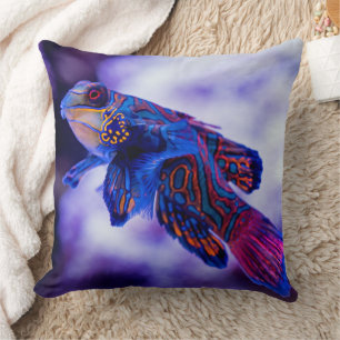 Mandarin Goby Fish Throw Pillow