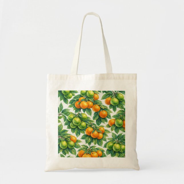 Mandarin Orange Citrus Pattern Tote Bag (Front)