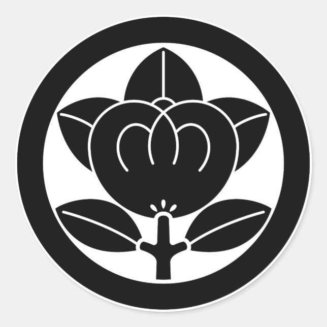 Mandarin orange in circle classic round sticker (Front)