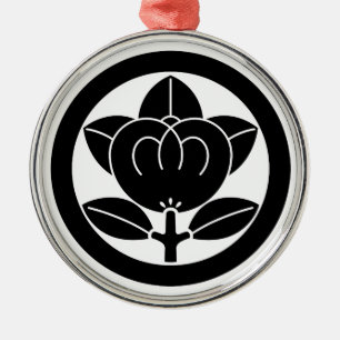 Mandarin orange in circle metal ornament