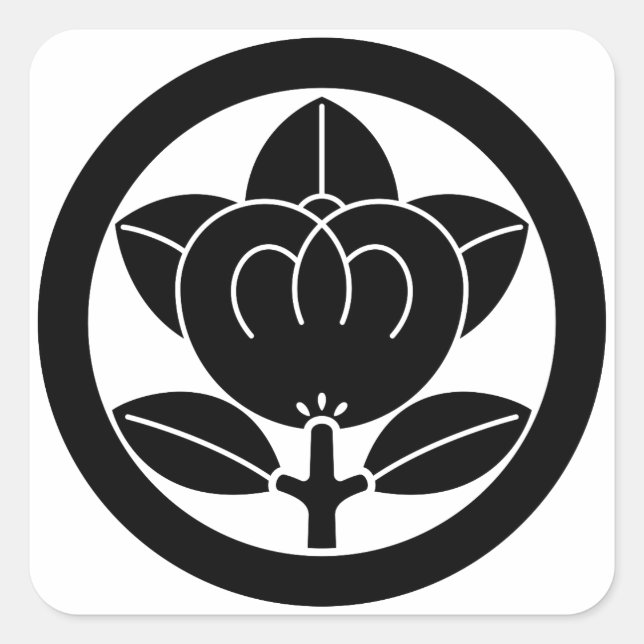 Mandarin orange in circle square sticker (Front)