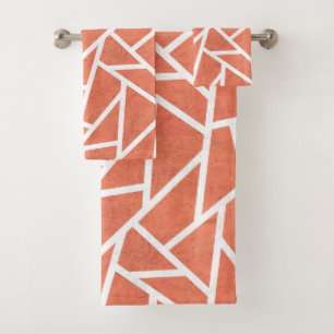 Mandarin orange mosaic pattern bath towel set