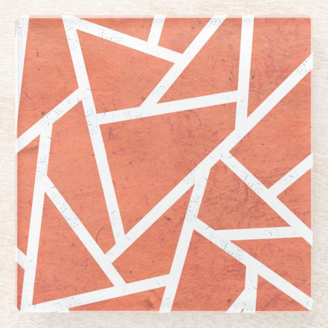 Mandarin orange mosaic pattern glass coaster (Front)