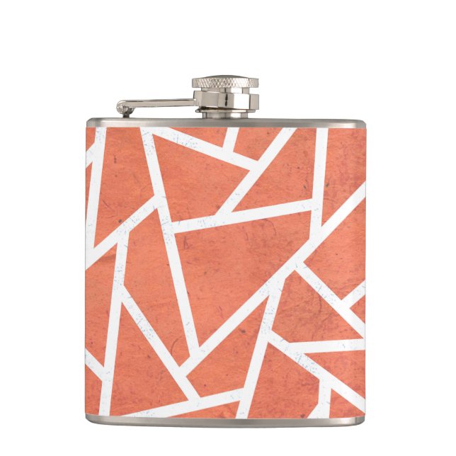 Mandarin orange mosaic pattern hip flask (Front)