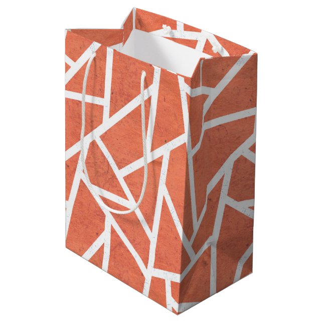 Mandarin orange mosaic pattern medium gift bag (Back Angled)