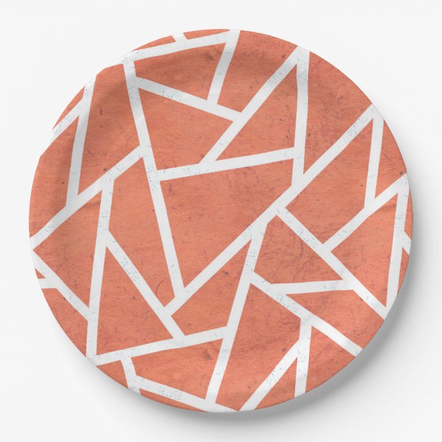 Mandarin orange mosaic pattern paper plate (Front)
