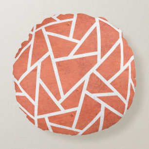 Mandarin orange mosaic pattern round pillow