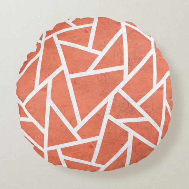 Mandarin orange mosaic pattern round pillow (Front)