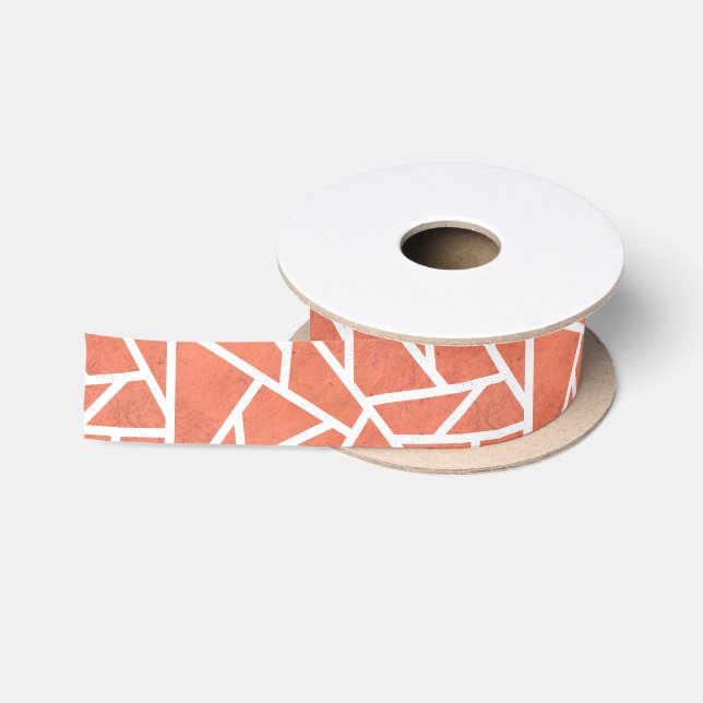 Mandarin orange mosaic pattern satin ribbon (Spool)