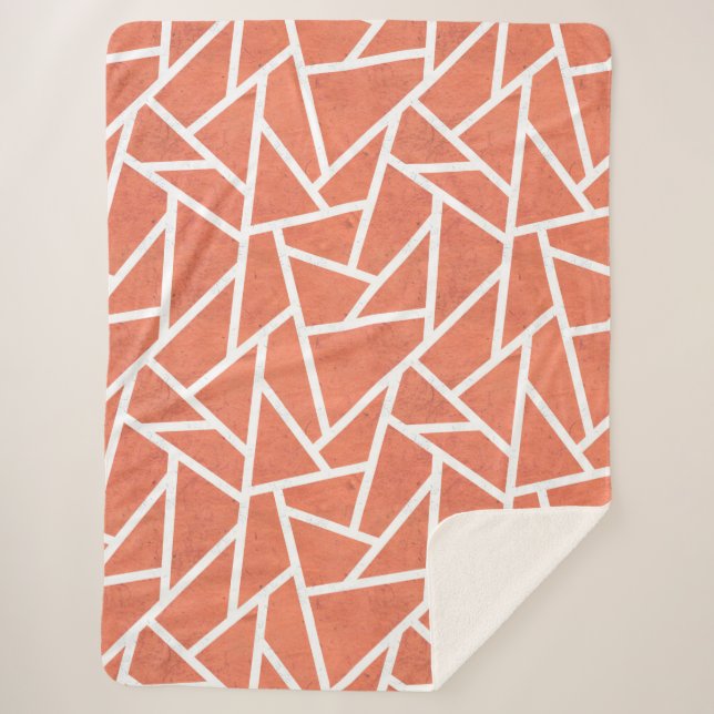 Mandarin orange mosaic pattern sherpa blanket (Front)