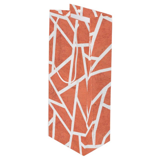 Mandarin orange mosaic pattern wine gift bag (Front Angled)