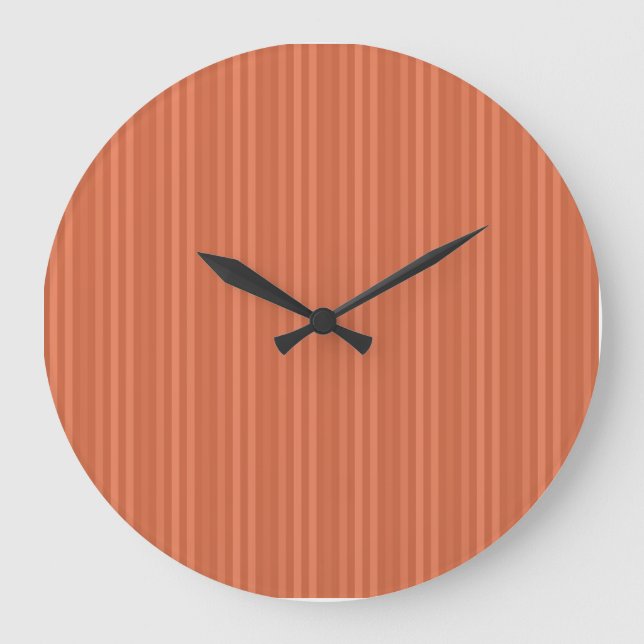 Mandarin Orange Vertical Stripes Large Clock (Front)