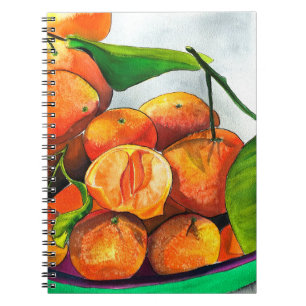 Mandarin orange watercolor fruit art notebook