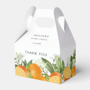Mandarin Orange Watercolor Wedding Bridal Shower Favor Box