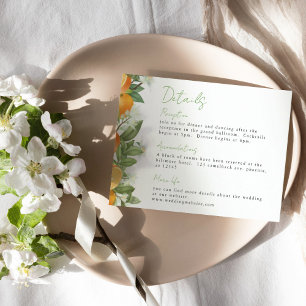 Mandarin Orange Watercolor Wedding Info Invitation