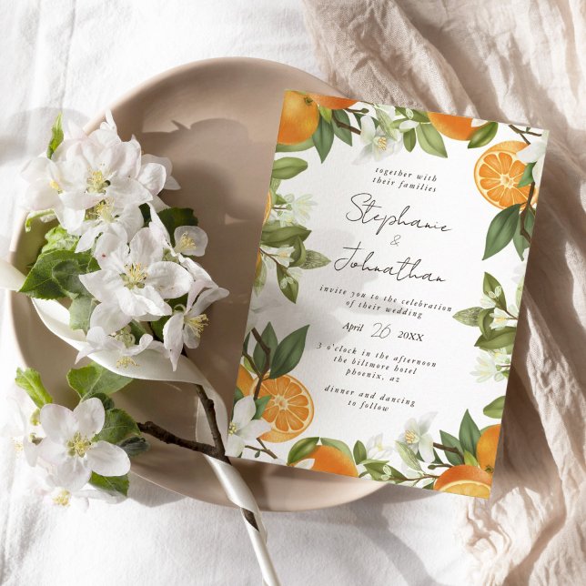 Mandarin Orange Watercolor Wedding  Invitation (Creator Uploaded)