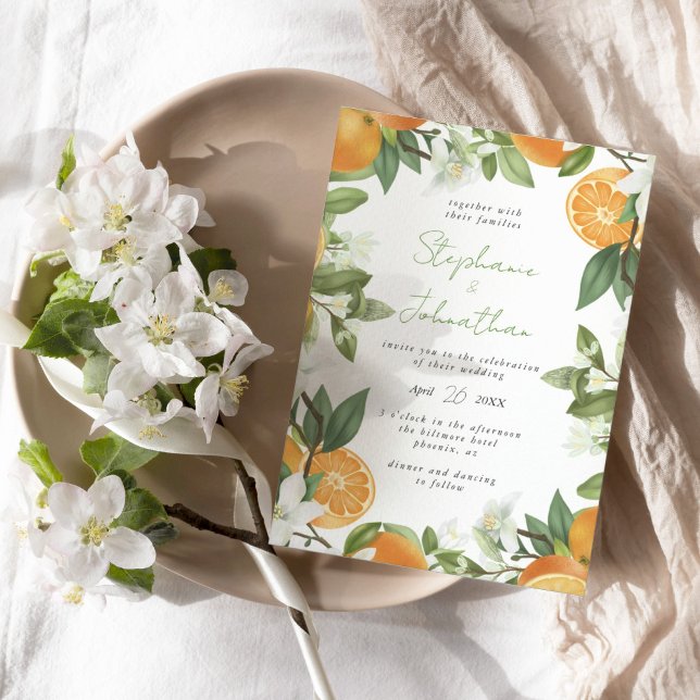 Mandarin Orange Watercolor Wedding  Invitation (Creator Uploaded)