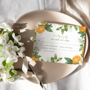 Mandarin Orange Watercolor Wedding RSVP Card