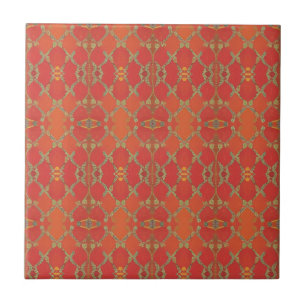 Mandarin pumpkin orange geometric art kitty voices tile