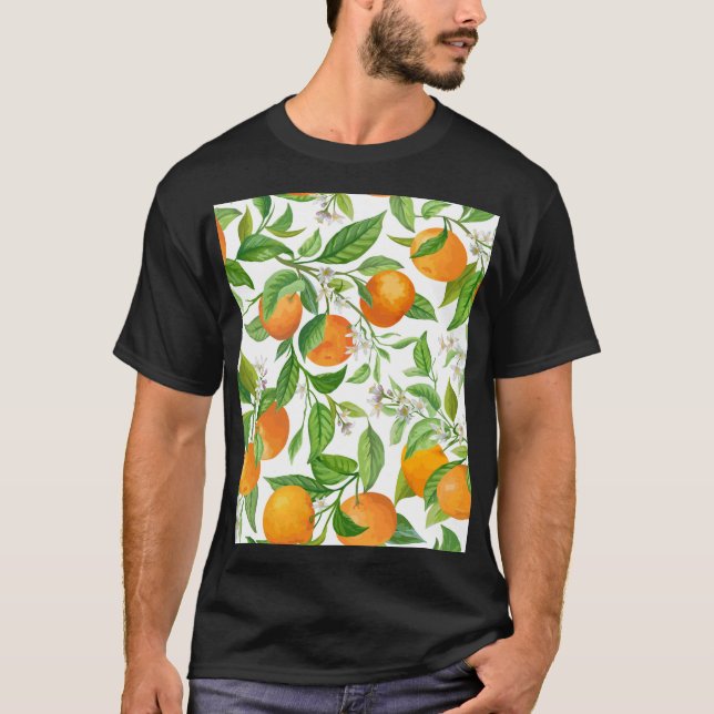 Mandarin: Tropical Colourful Pattern T-Shirt (Front)