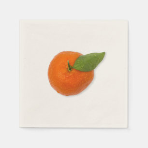 Mandarin with green leaf napkin