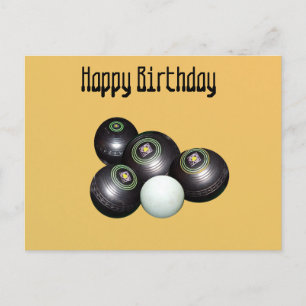 Mandarin Yellow Lawn Bowls Birthday, Postcard