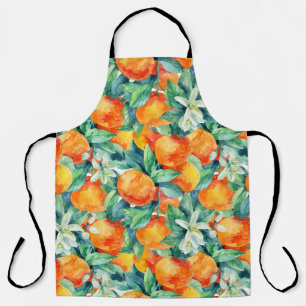 Mandarine Orange: Watercolor Retro Illustration Apron