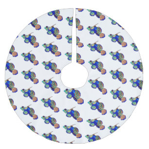Mandarinfish cartoon illustration  brushed polyester tree skirt
