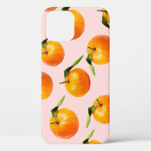 Mandarins Leaf Pink Seamless Pattern iPhone 12 Case